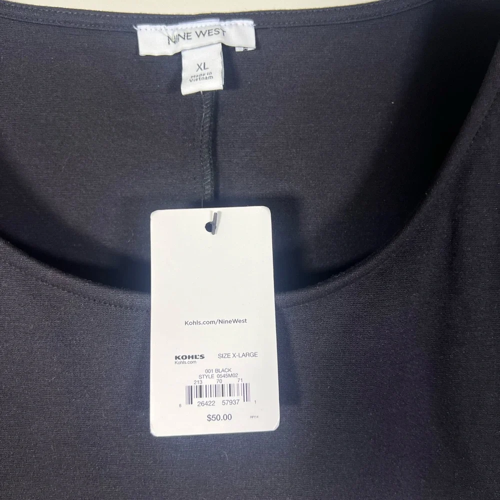 NWT Nine West Black Mini Sleeveless Dress Size XL Womens Minimalist Chic Neutral - Picture 8 of 11